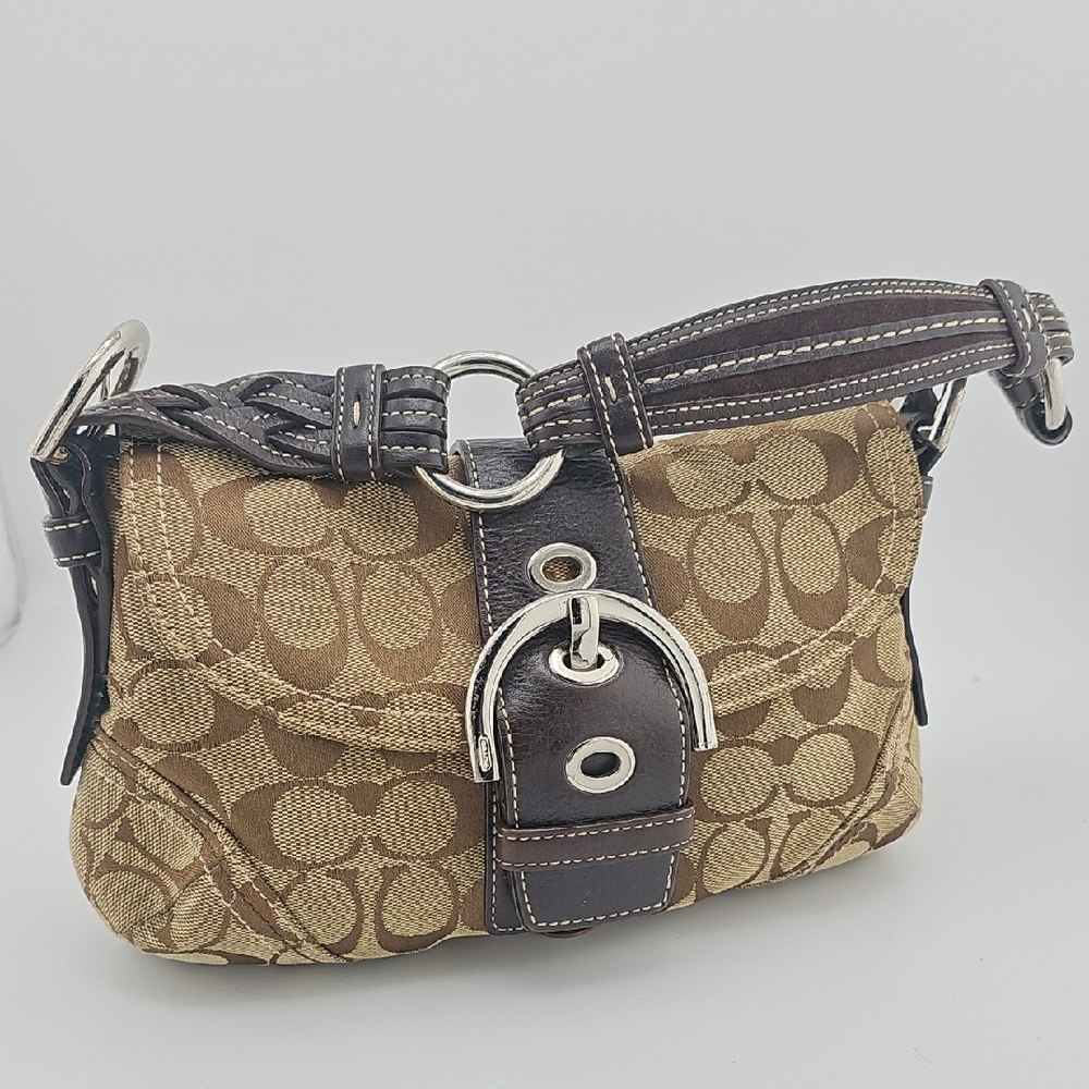 Coach Brown Shoulder Bag with Leather Accents